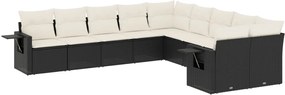vidaXL Set canapele de grădină cu perne, 10 piese, negru, poliratan