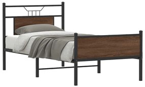 vidaXL Cadru pat fără saltea, stejar maro 75x190 cm lemn prelucrat