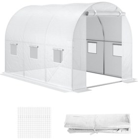 Outsunny Folie pentru Seră cu 12 Ferestre, Ușă Rulabilă și Margini Îngropate, 3x2x2 m, Alb | Aosom Romania