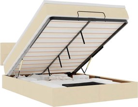 vidaXL Pat otoman cu saltea și LED-uri crem 140x190 cm țesătură