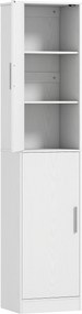 HOMCOM Coloană de Baie cu 2 Dulapuri și 6 Rafturi Reglabile, Alb | Aosom Romania