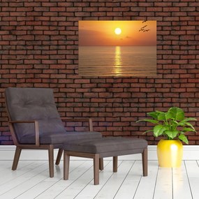 Tablou pe sticlă - Apus de soare peste ocean (70x50 cm)