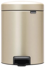 Cos de gunoi cu pedala Brabantia NewIcon 1003198, 5 L, Inchidere lina, Baza antiderapanta, Auriu metalic