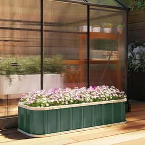 Outsunny Pat ridicat din oțel, recipient de plantare cu încuietori click, margine pliată 136 x 52 x 31 cm Verde deschis | Aosom Romania