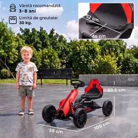 HOMCOM Go-Kart Electric pentru Copii 3-8 Ani, 3-5 km/h, Roșu | Aosom Romania