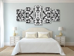 Tablou 5-piese abstractizare în design alb-negru