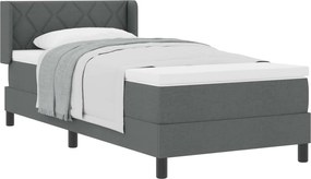 vidaXL Pat cu arcuri cu saltea Gri închis 200 x 90 cm țesătură