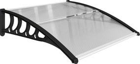 Outsunny Copertină pentru uși și ferestre 103x96,5 cm cu panouri din policarbonat și bare din aluminiu, transparentă | Aosom Romania