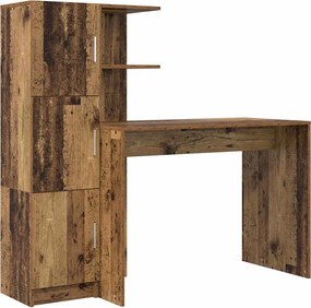 vidaXL Birou 2 pcs Lemn vechi