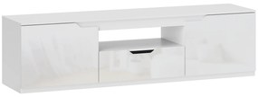 HOMCOM TV-Lowboard, lucios, pentru televizoare de până la 65 de inch, 3 făcuturi, sertar, 160 x 38 x 43 cm, Alb | Aosom Romania