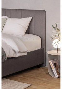 Pat matrimonial gri tapițat cu spațiu de depozitare cu somieră 160x200 cm Myra Slim Line – Bonami Selection