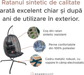 Scaun suspendat MOLINE cu suport negru, bej