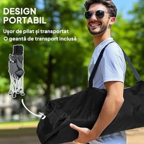 Outsunny Set de 2 Scaune de Camping Pliabile cu Suport pentru Picioare Detașabil, 82x100x88 cm, Negru | Aosom Romania