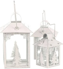 Set de felinare metalice Copaci 3 buc., alb