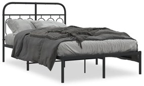 377114 vidaXL Cadru de pat metalic cu tăblie, negru, 120x190 cm
