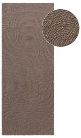 Covor tip traversă taupe țesut manual din lână 80x200 cm Eleni Taupe – Hanse Home