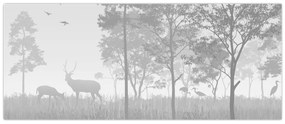 Tablou - Pajiște cu cerbi (120x50 cm)