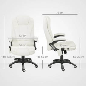 Vinsetto Scaun de Birou Reclinabil cu Masaj, Înălțime Reglabilă, Telecomandă, Textil cu Aspect de In, Crem | Aosom Romania