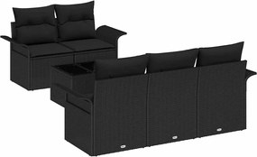 vidaXL Set de canapele pentru grădină cu pernă 6 pcs Negru