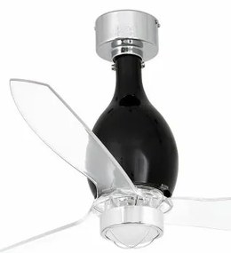 Lustra cu Ventilator si telecomanda MINI ETERFAN M negru mat/transparent