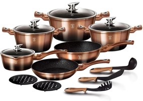 Set oale marmorate Metallic line Rose Gold Noir 15 piese Berlinger Haus BH 1900