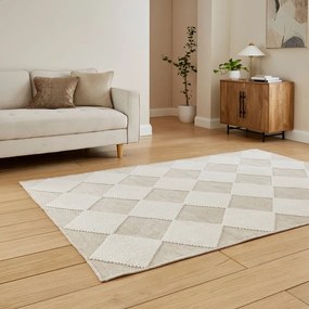 Covor alb-bej lavabil 160x230 cm Lyna Beige&amp;White – Think Rugs