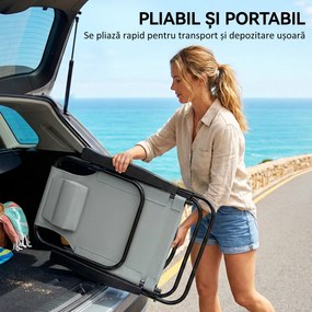 Outsunny Set de 2 Scaune de Camping Portabile, Plajă Pliabile, Spătar Reglabil, Gri Deschis. | Aosom Romania