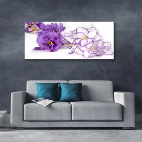 Tablou pe sticla Flori Floral Violet Alb