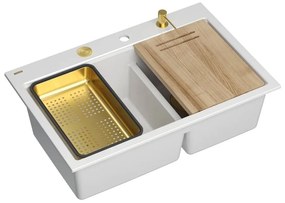 Statie de lucru incastrata Quadron Unique Marc 120 alb - auriu 76x50 cm