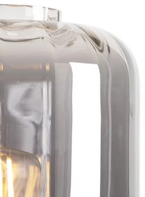 Lampa de podea de design neagră cu sticlă fumurie - Qara