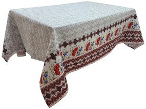 Fata de masa pentru living si bucatarie CASA GINO , cu motive traditionale, bumbac 100%, 125X150 cm, masa 4 persoane, model Coacaze