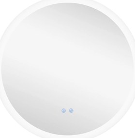 Kleankin Oglindă Rotundă LED pentru Baie, Reglabilă, 3 Temperaturi de Culoare, Anti-Ceță, 70cm | Aosom Romania