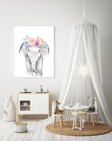 Tablouri pentru copii - Elefant cu flori 50 x 40 cm