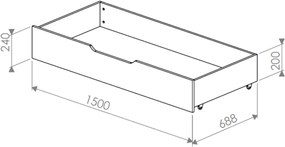 Pat lemn masiv nuc Preston cu Sertar - 140x200