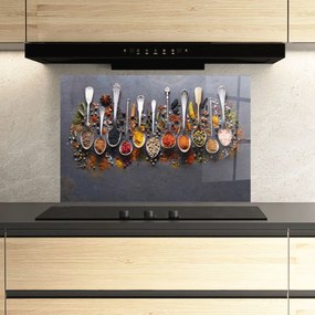 Panou Sticla Bucatarie, 80x120cm, Protectie aragaz, Antistropi, Termorezistent, Alimente, Condimente, Spices Black Board