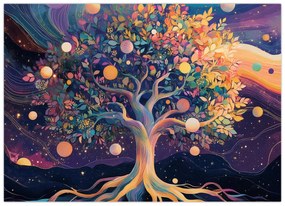 Tablou pe sticlă – Arbore violet plin de energie (70x50 cm)