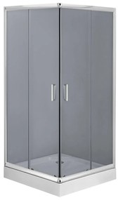 Cabina dus patrata 80x80 cm sticla grafit cu usi culisante Deante, Funkia 800x800 mm