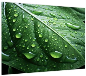 Tablou - Detaliu de frunze după ploaie (70x50 cm)