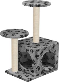 vidaXL Ansamblu pisici turnuri de sisal gri 60 cm imprimeu cu lăbuțe