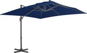 vidaXL Umbrelă în consolă cu stâlp din aluminiu, albastru azur, 3x3 m