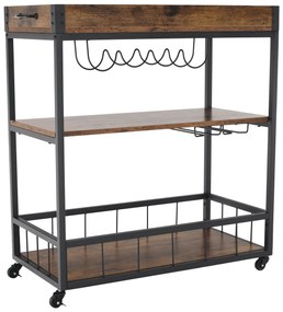 Carucior de servire, stejar smoke / negru, SILVIUS