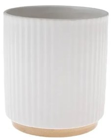 Husă ceramică pentru ghiveci cu suport din bambus,12 x 12 x 13 cm