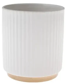 Husă ceramică pentru ghiveci cu suport din bambus,12 x 12 x 13 cm