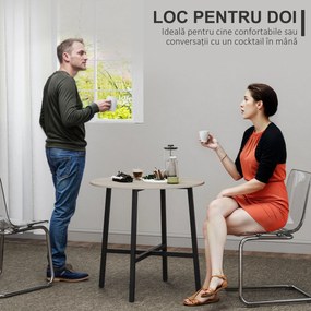 HOMCOM Masă industrială rotundă lemn-metal | Aosom Romania