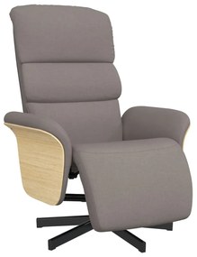 vidaXL Fotoliu rabatabil cu suport de picioare, gri taupe, textil