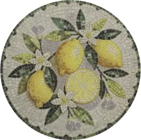 Tavă pentru servire din ceramică cu model mozaic și motiv lămâi, H2,5/D21 cm, melon &amp; verde, „Chartres”