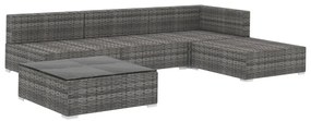 Set mobilier de gradina cu perne, 5 piese, gri, poliratan Gri, 5