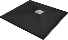 Mexen Stone+ recea pătratoasă din compozit 100 x 100 cm, negru - 44701010