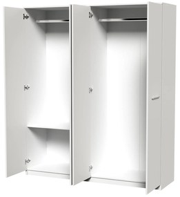 Dormitor Luiza 4U4P, culoare alb, cu pat standard 140 x 200 cm, dulap cu 4 usi si 2 noptiere