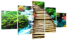 Tablou cu poteca din lemn peste râu (125x70 cm), în 40 de alte dimensiuni noi